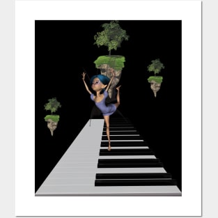 Cute fairy dancing on a piano Posters and Art